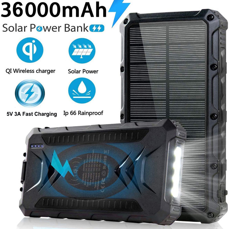 36000mAh Solar Power Bank Fast - Solar Emergency Charger ulasan dan harga