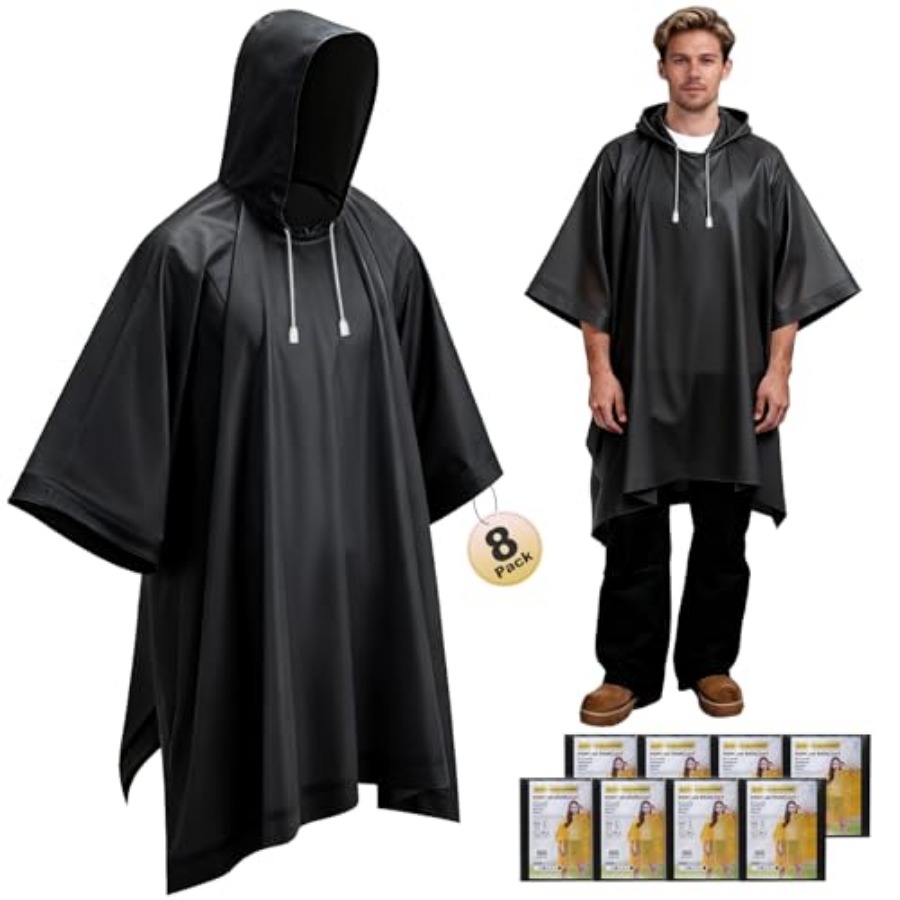 8 Pack Hooded Rain Ponchos for - Emergency Poncho Rain ulasan dan harga