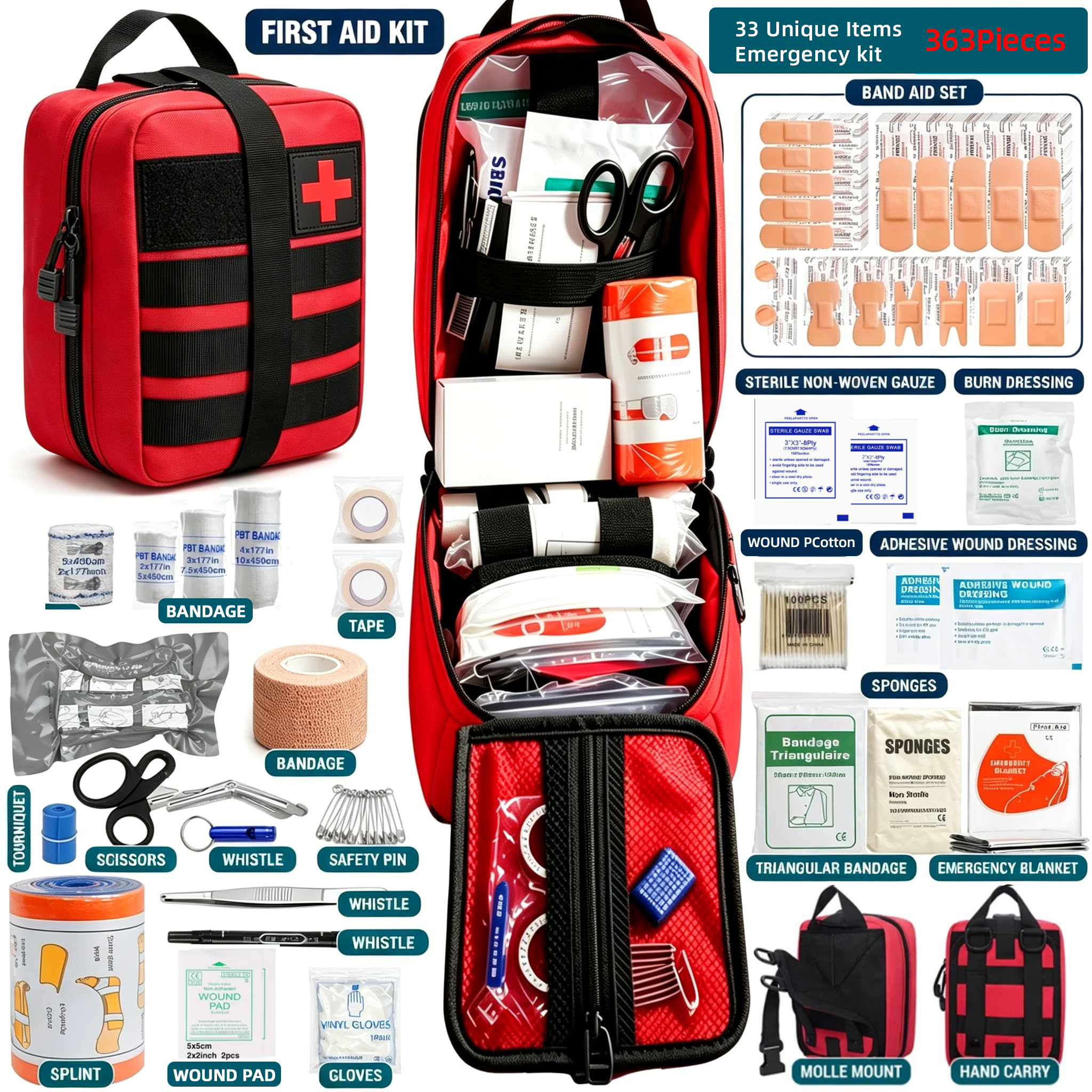 363pcs First Aid Kit Bag All P - Bivy Bag Emergency ulasan dan harga