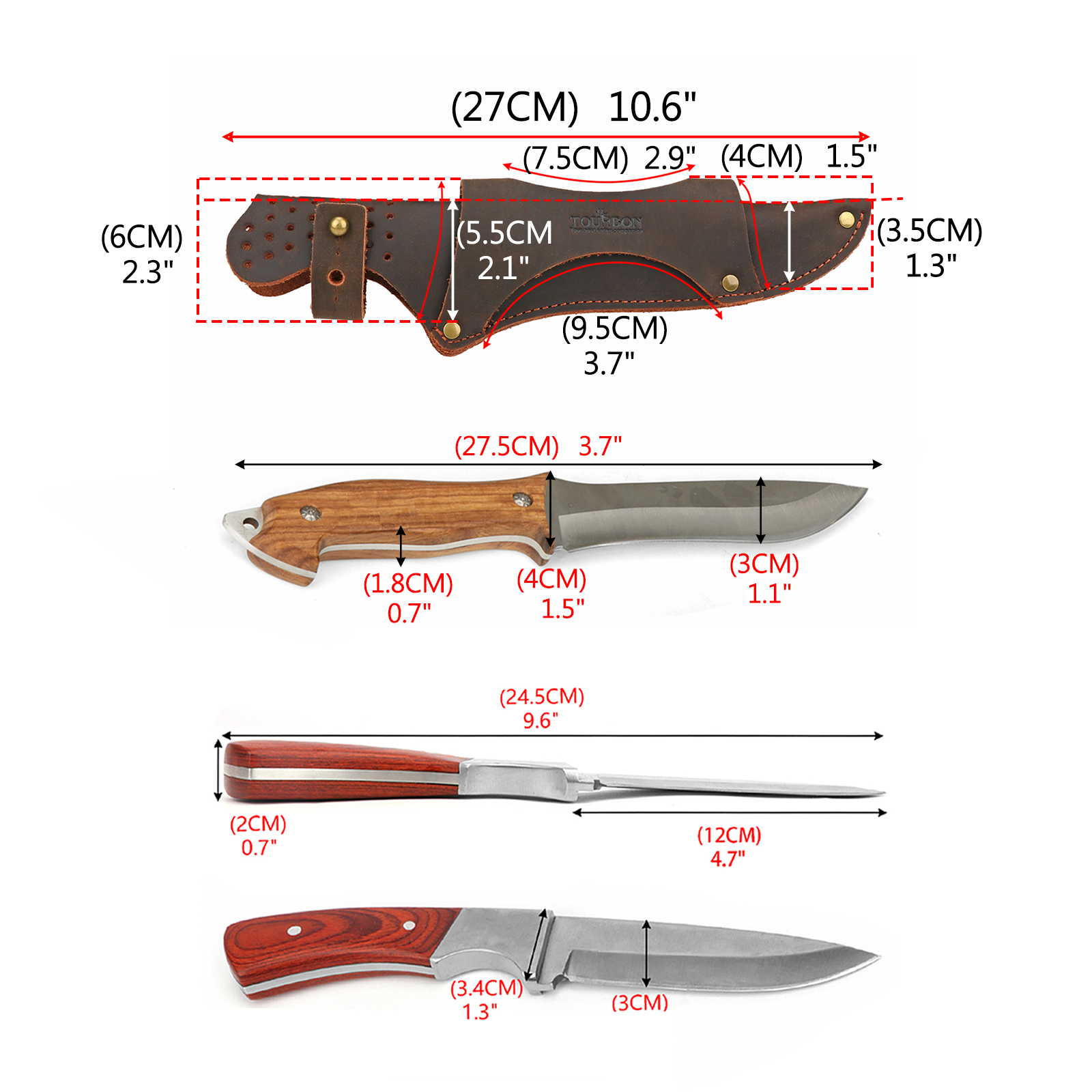 Tourbon Leather Tool Fixed Bla - Bushcraft Knife Fixed ulasan dan harga