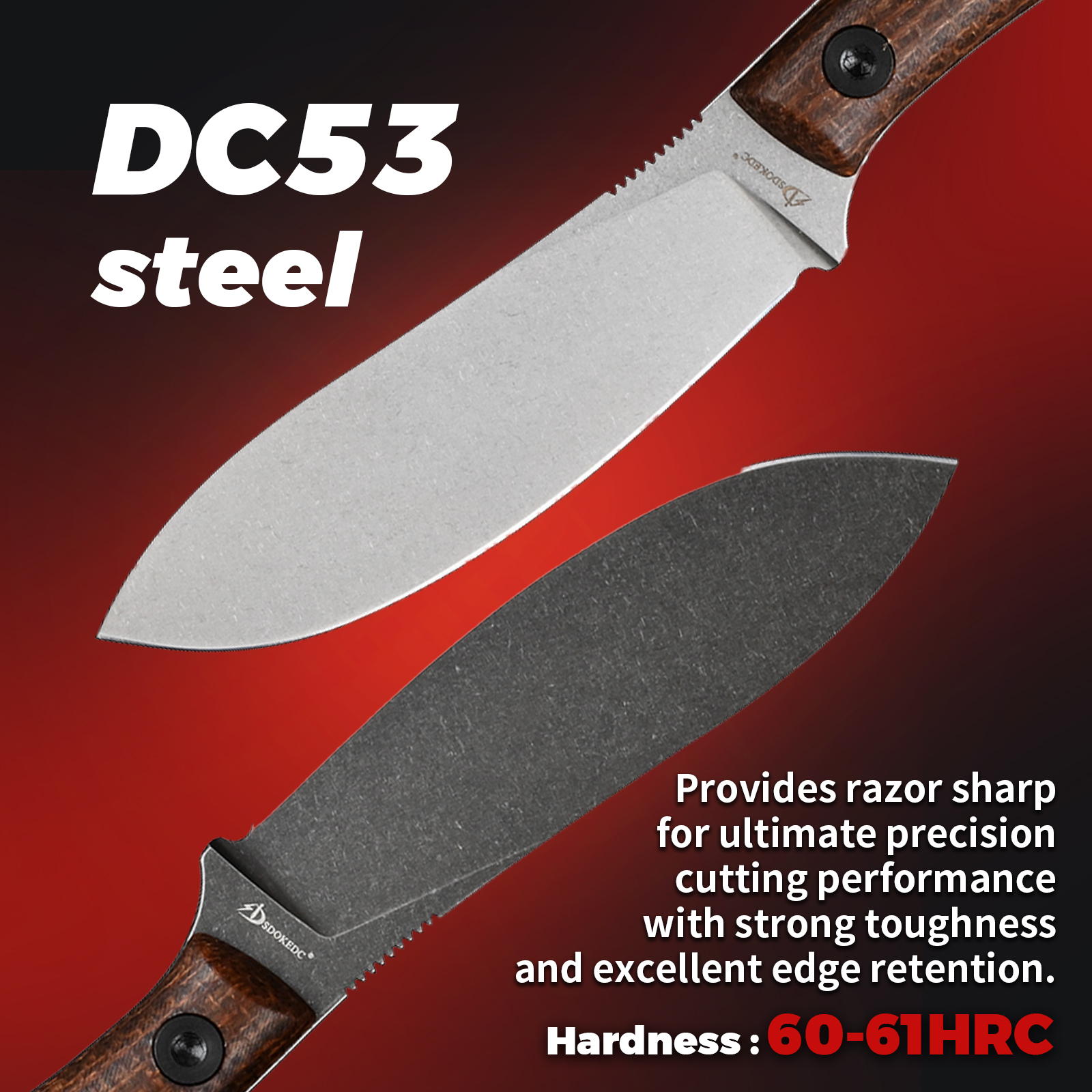 SDOKEDC Knives DC53 Steel EDC  - Bushcraft Knife Fixed ulasan dan harga