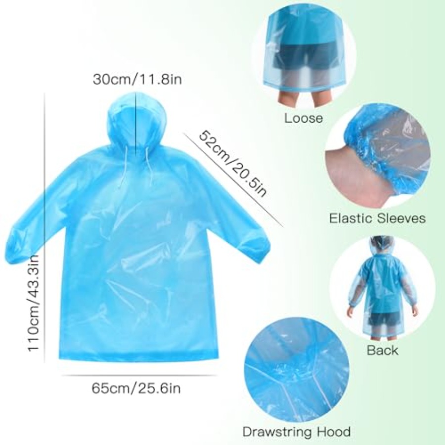 GAOHUI 4/6 Pack Disposable Rai - Emergency Poncho Rain ulasan dan harga