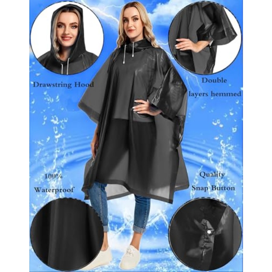 2 Pack Rain Ponchos for Adults - Emergency Poncho Rain ulasan dan harga
