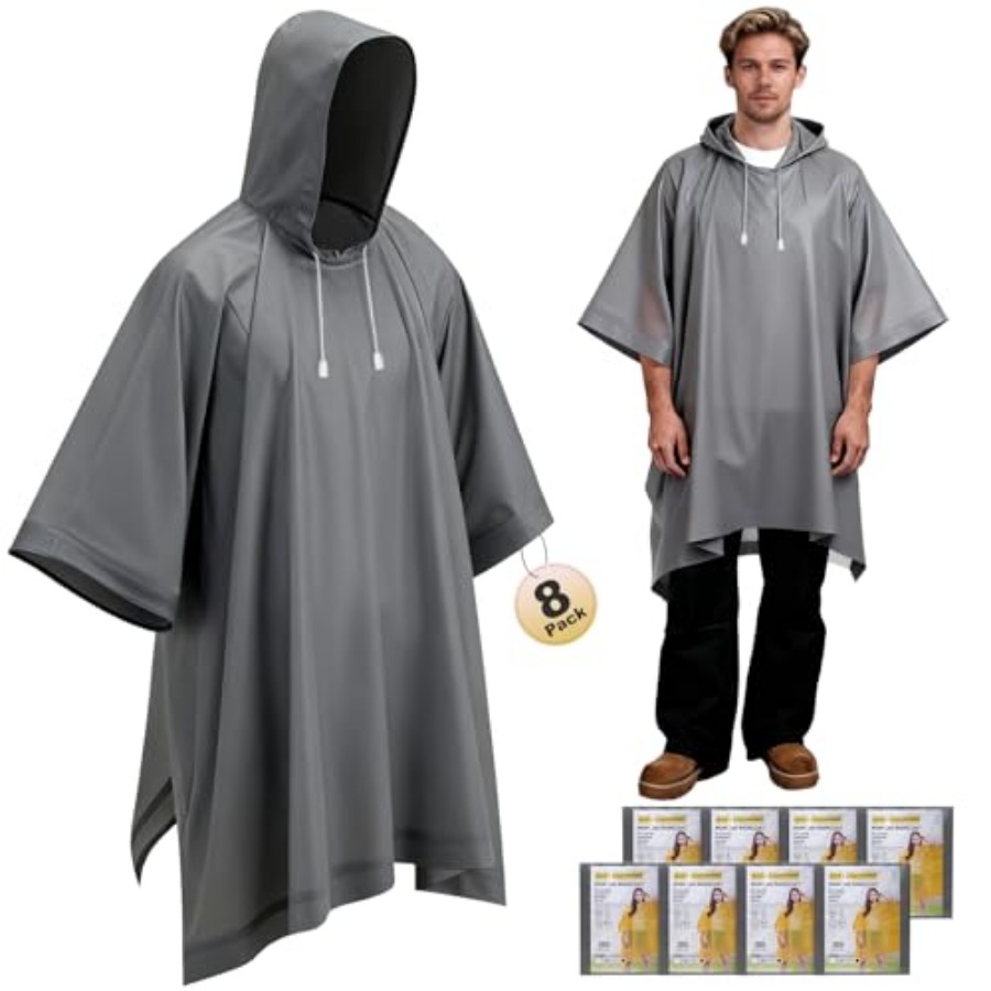 8 Pack Hooded Rain Ponchos for - Emergency Poncho Rain ulasan dan harga