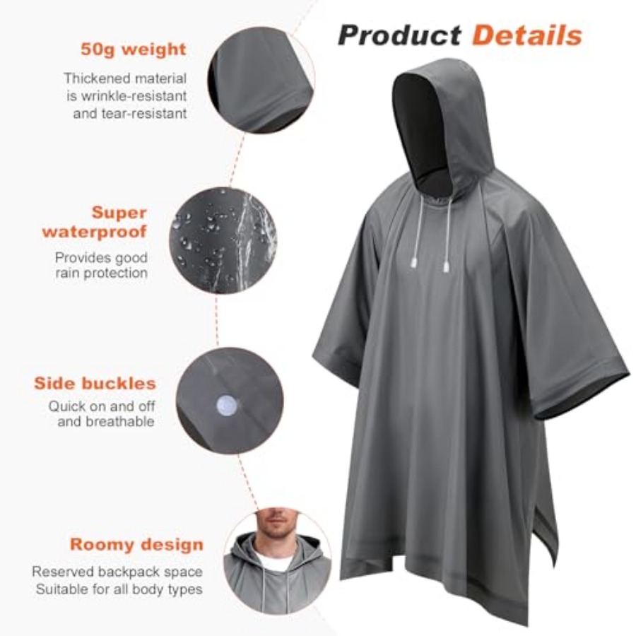 8 Pack Hooded Rain Ponchos for - Emergency Poncho Rain ulasan dan harga