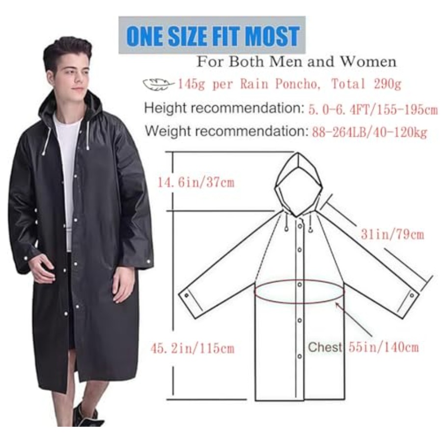 Rain Coat Poncho for Adult, 2  - Emergency Poncho Rain ulasan dan harga