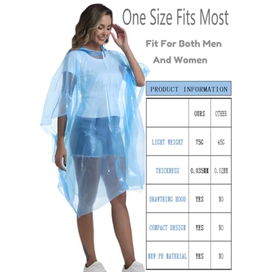 4/6/12 Pack Disposable Rain Po - Emergency Poncho Rain ulasan dan harga