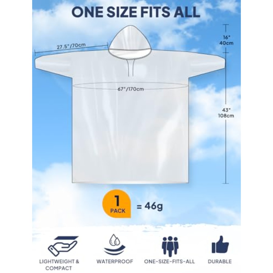 ANYOO Disposable Rain Poncho f - Emergency Poncho Rain ulasan dan harga
