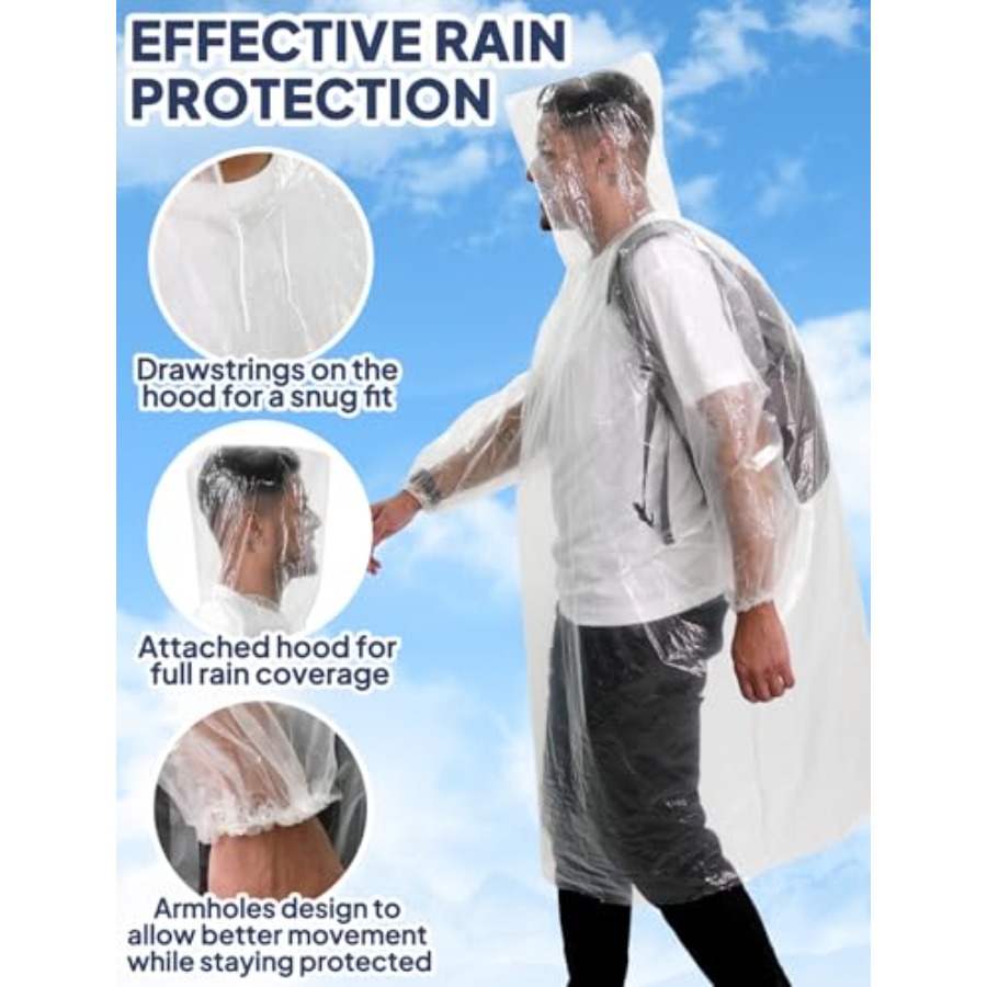ANYOO Disposable Rain Poncho f - Emergency Poncho Rain ulasan dan harga